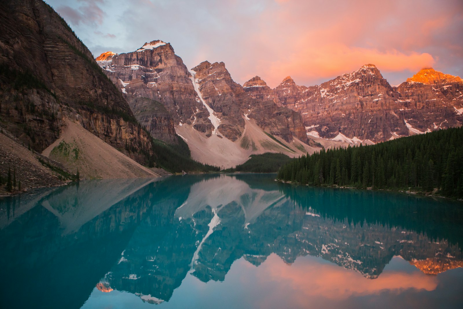 An alpine lake at sunrise