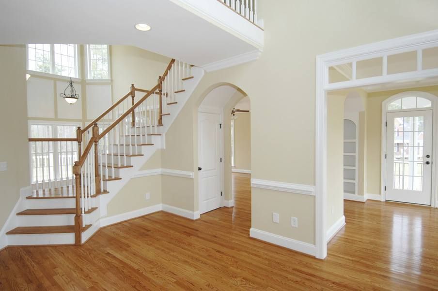 A freshly painted cream interior with white trim